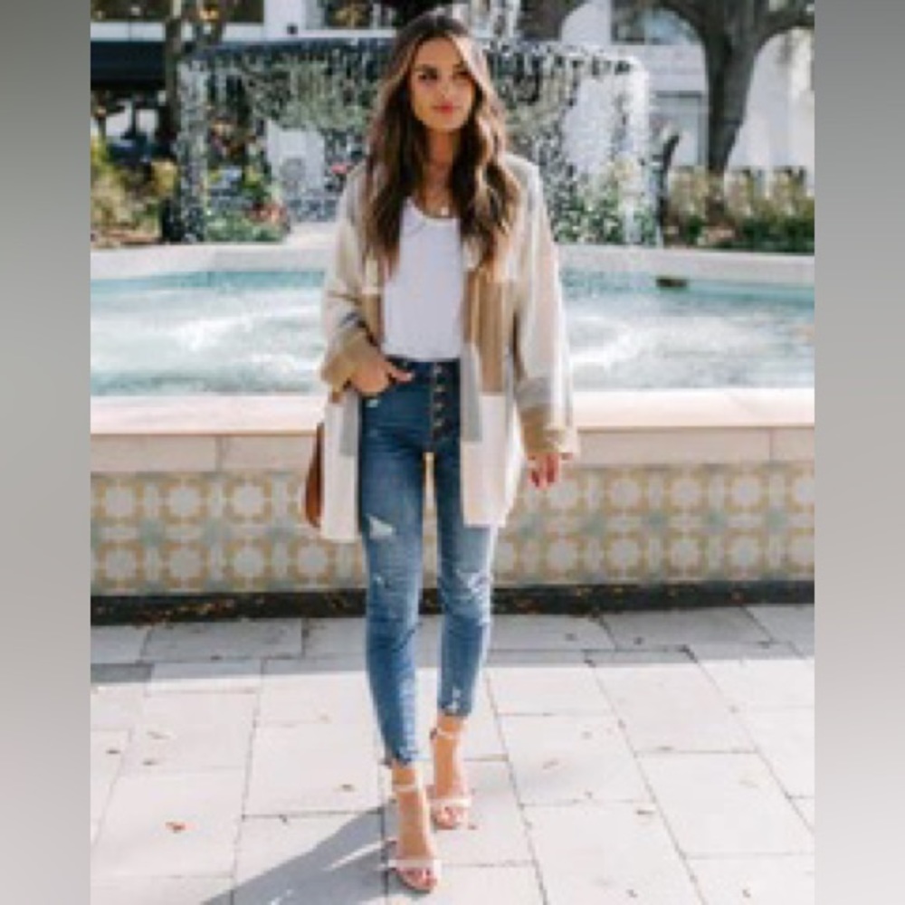 Color Block, Hooded Knit Cardigan
